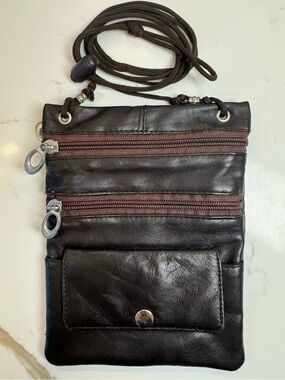 Leather Crossbody Travel Neck Pouch Passport Phone Bag Genuine Leather Marshal